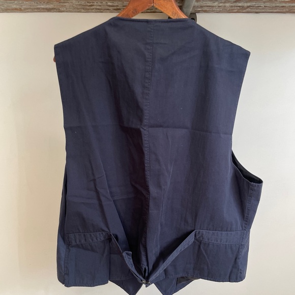 Vintage Polo Ralph Lauren blue label cotton navy button belted work vest Size 2X - Picture 3 of 6